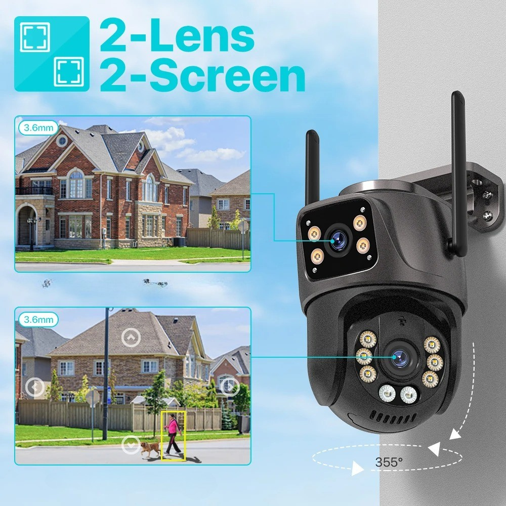 Surveillance Camera Outdoor 4K 8MP Dual Lens