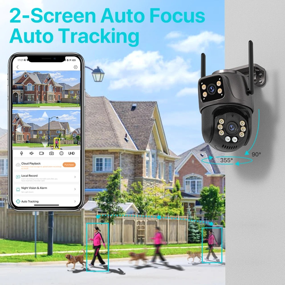 Surveillance Camera Outdoor 4K 8MP Dual Lens