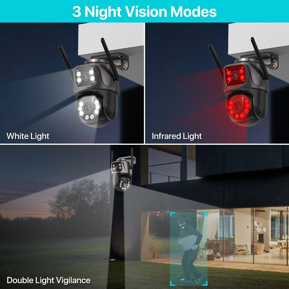 Surveillance Camera Outdoor 4K 8MP Dual Lens