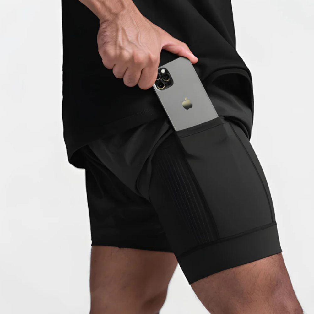 RunLock - 2-i-1 Träningsshorts med Mobilficka
